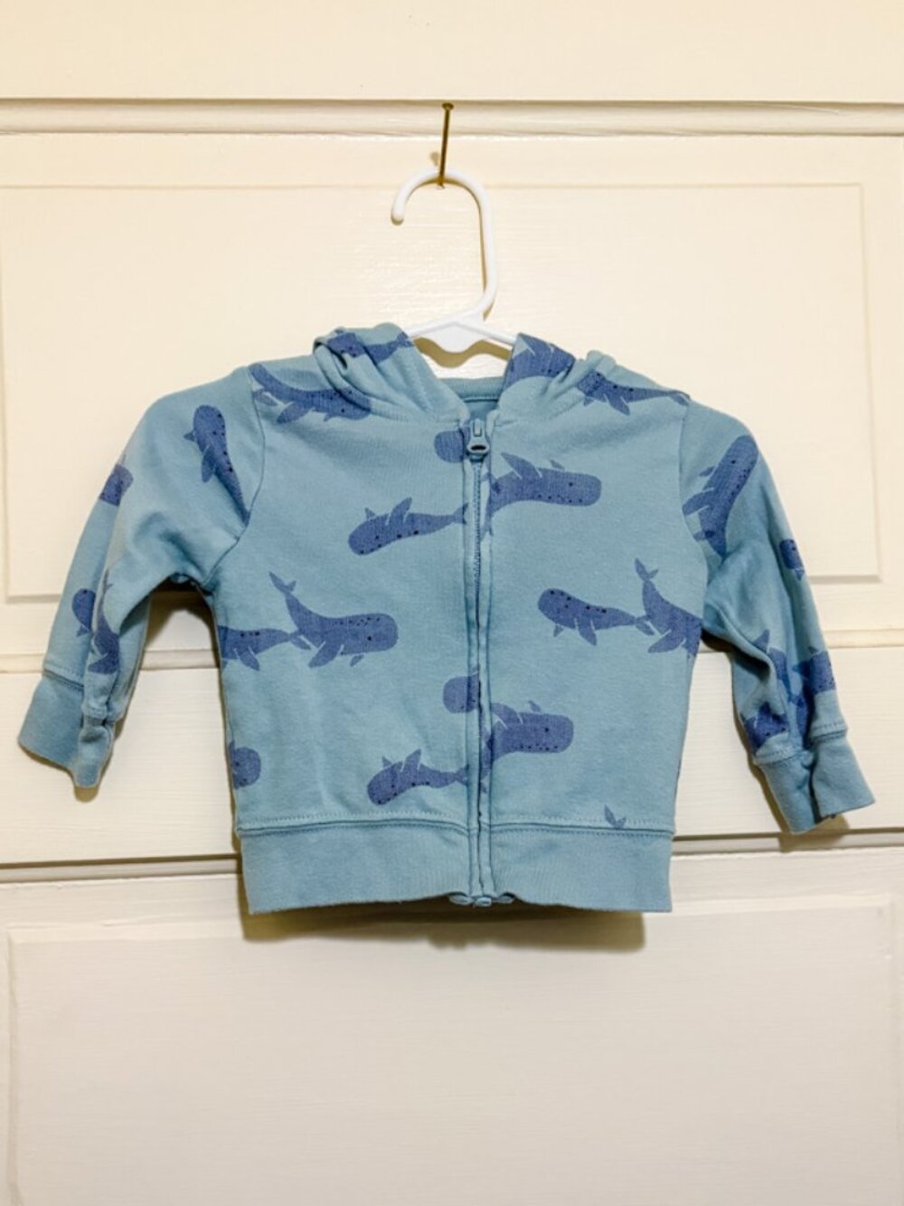 Blue Whale Baby Hoodie Sweater (0-3M)